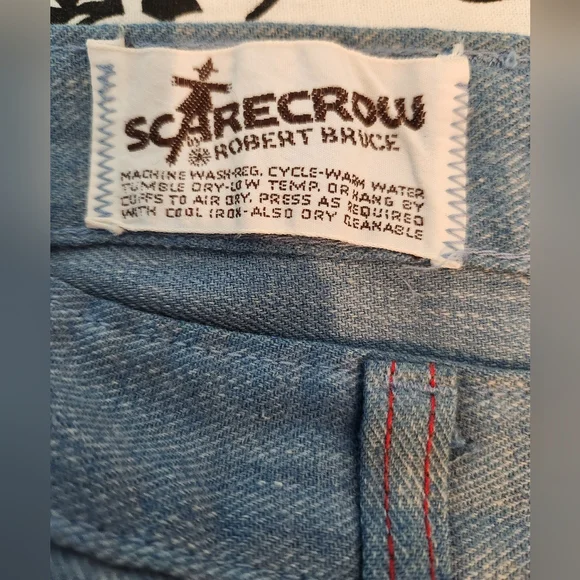 Vintage 70s Scarecrow Brand Lightweight Denim Pants With Red Stitching 37x31